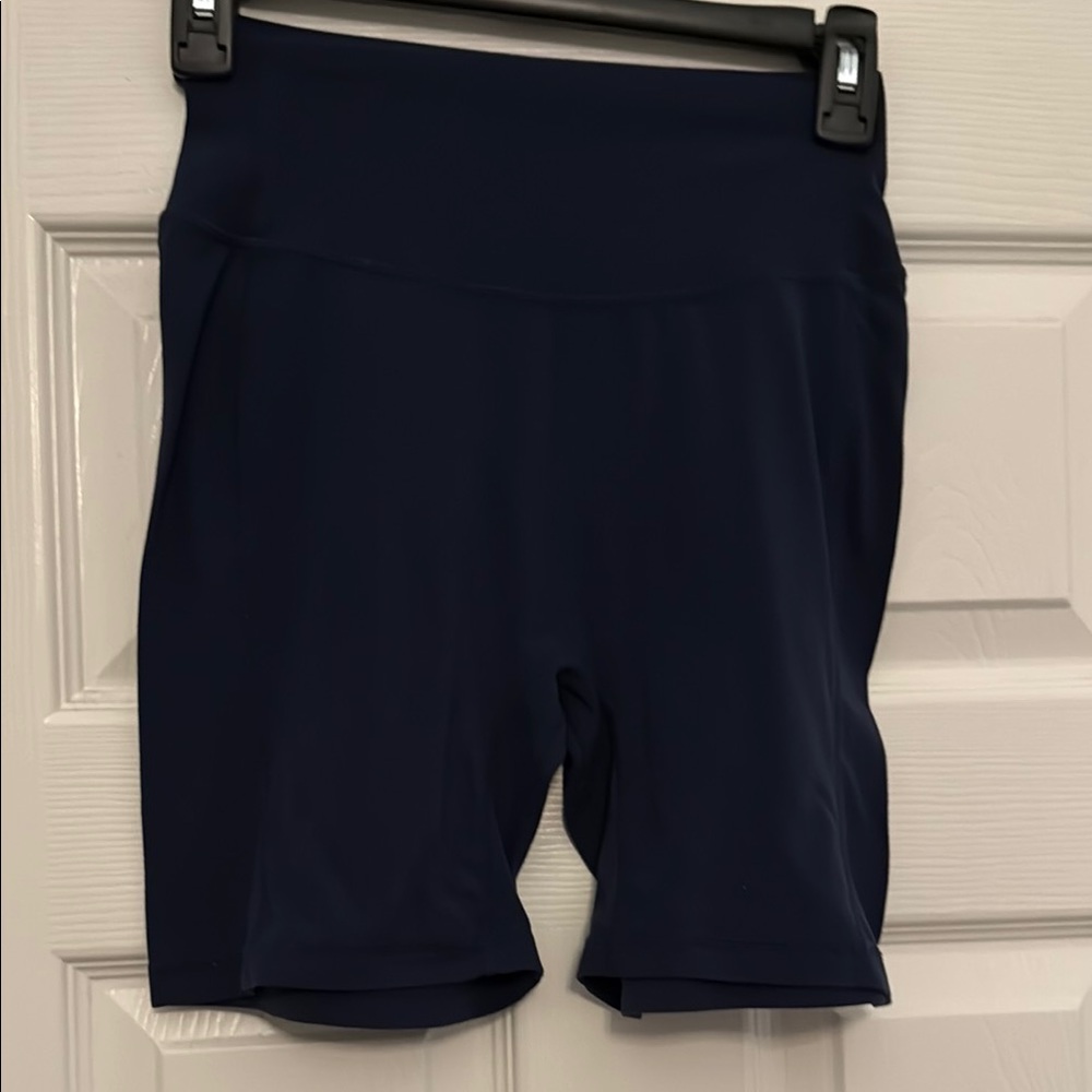 Blue Bike Shorts with Elastic Waistband and Stretch Fabric